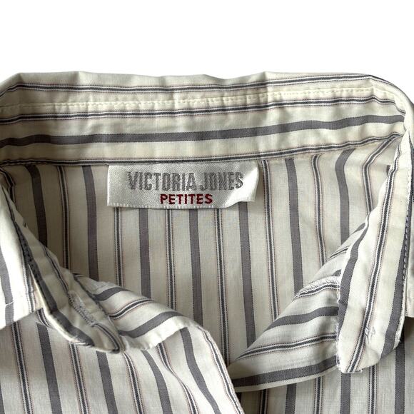 Victoria Jones Petite Striped Button-Down Shirt - Picture 3 of 9